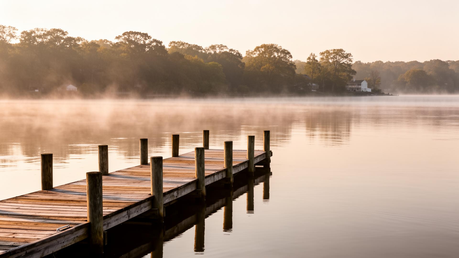 Quiet Southern Maryland waterfront near the Potomac River at morning